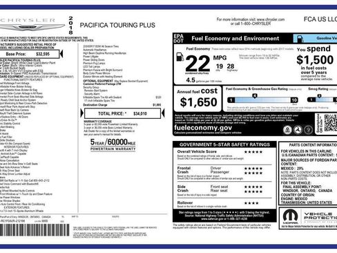 Used 2018 Chrysler Pacifica Touring Plus image 7