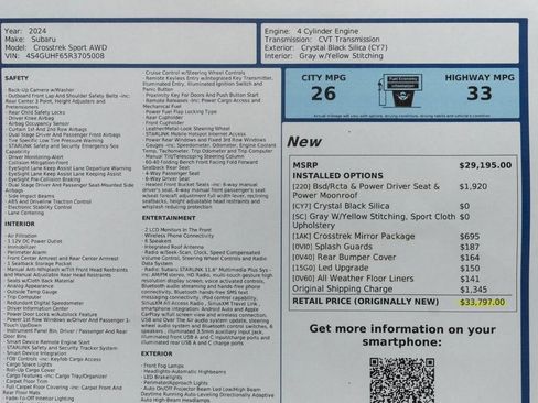 Used 2024 Subaru Crosstrek 2.5i Sport w/ Crosstrek Mirror Package AWD/4WD image 52