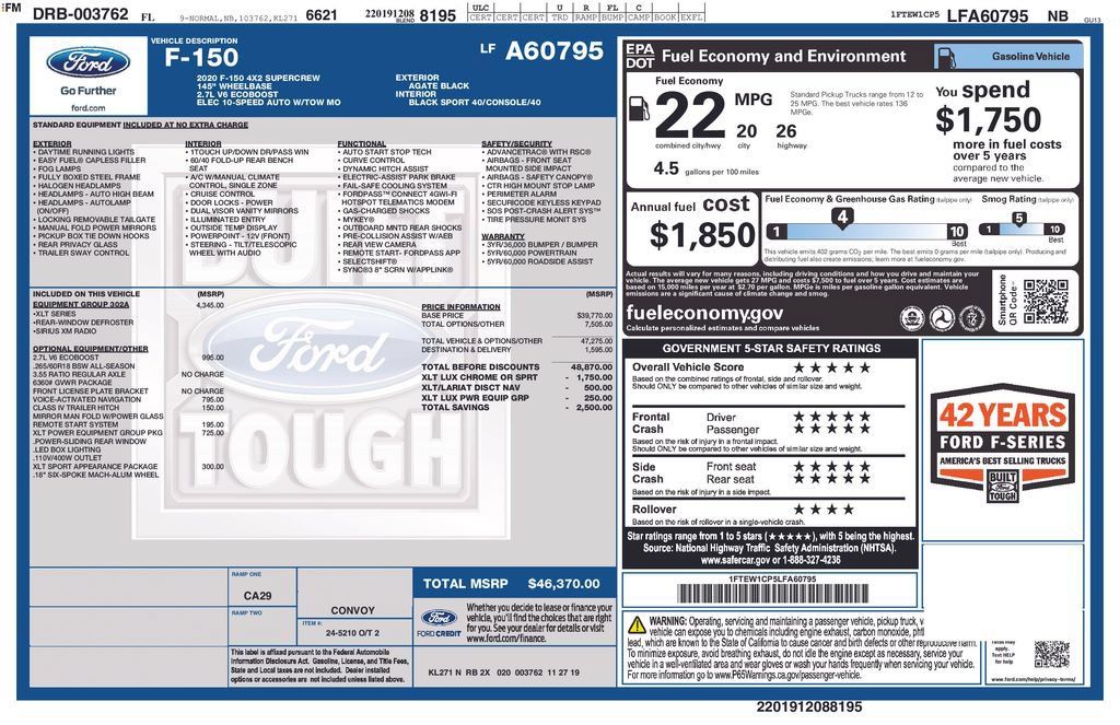 Used 2020 Ford F150 XLT w/ Equipment Group 302A Luxury RWD image 5