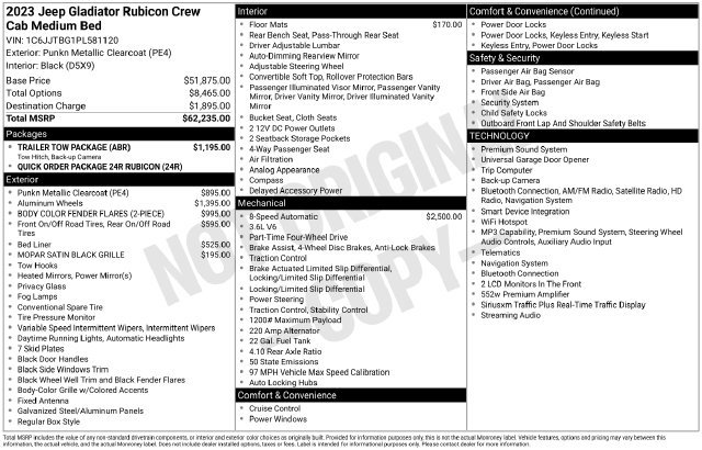 Used 2023 Jeep Gladiator Rubicon w/ Trailer Tow Package AWD/4WD image 8