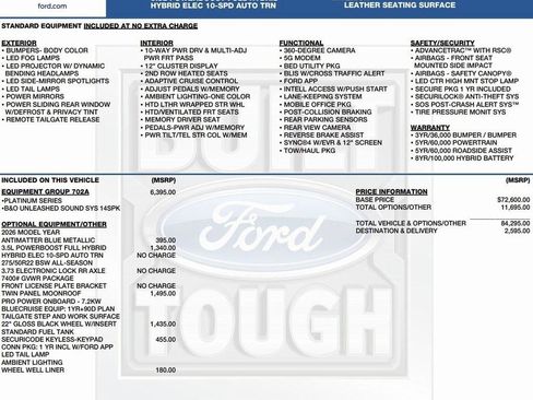 New 2026 Ford F150 Platinum w/ Equipment Group 702A High image 2