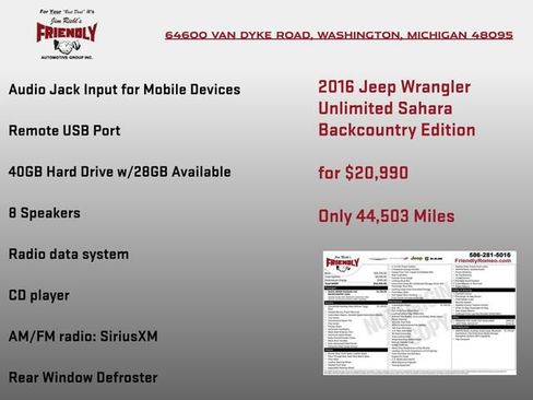 Used 2016 Jeep Wrangler Unlimited Sahara AWD/4WD image 7