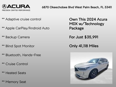 Certified 2024 Acura MDX w/ Technology Package FWD image 7