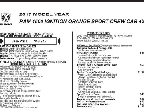 Used 2017 RAM 1500 Sport w/ Ignition Orange Sport Package AWD/4WD image 3
