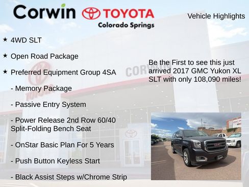 Used 2017 GMC Yukon XL SLT w/ Open Road Package AWD/4WD image 4