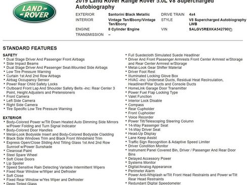 Used 2019 Land Rover Range Rover Long Wheelbase Autobiography AWD/4WD image 23
