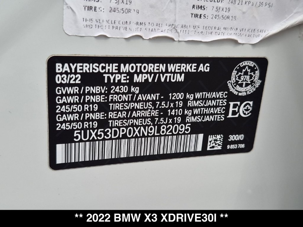 Used 2022 BMW X3 xDrive30i AWD/4WD image 30