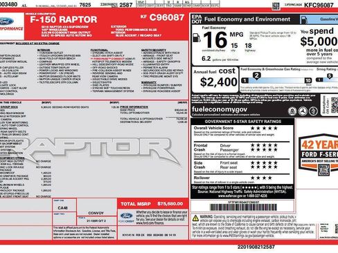 Used 2019 Ford F150 Raptor w/ Equipment Group 802A Luxury AWD/4WD image 33