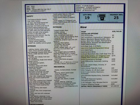 Used 2016 GMC Canyon 4x4 Extended Cab w/ Convenience Package image 19