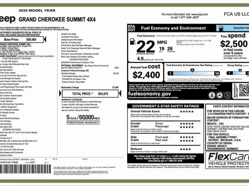 New 2025 Jeep Grand Cherokee Summit w/ Obsidian Package image 2