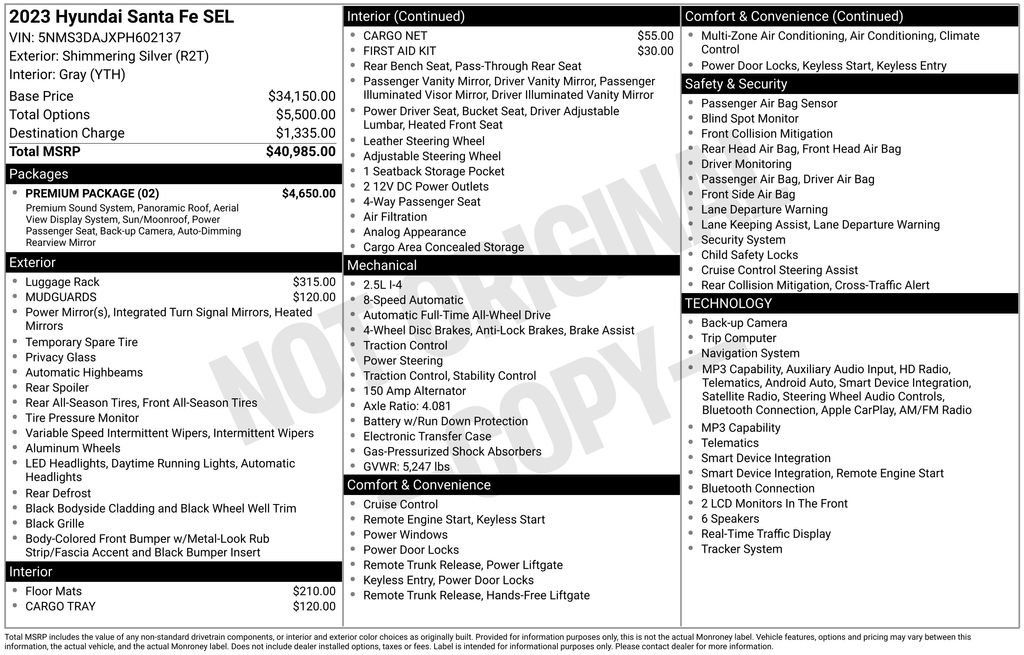 Used 2023 Hyundai Santa Fe SEL w/ Premium Package AWD/4WD image 5