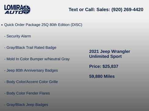 Used 2021 Jeep Wrangler Unlimited Sport AWD/4WD image 7