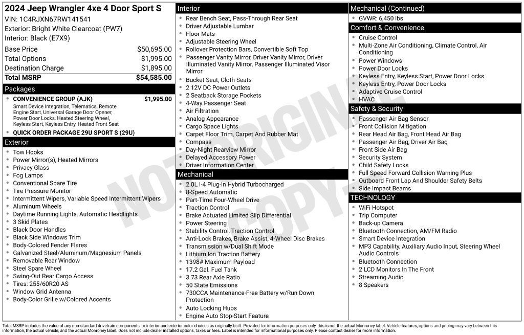 Certified 2024 Jeep Wrangler Unlimited w/ Convenience Group AWD/4WD image 4