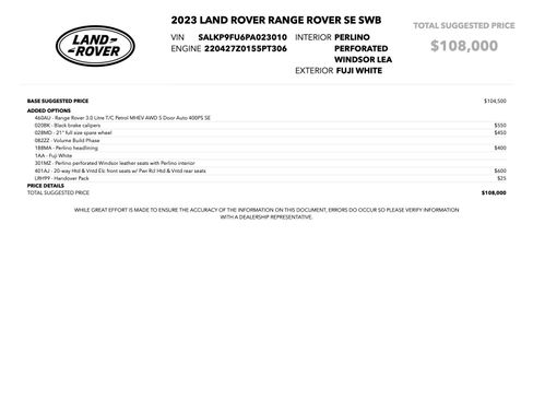 Used 2023 Land Rover Range Rover SE image 74