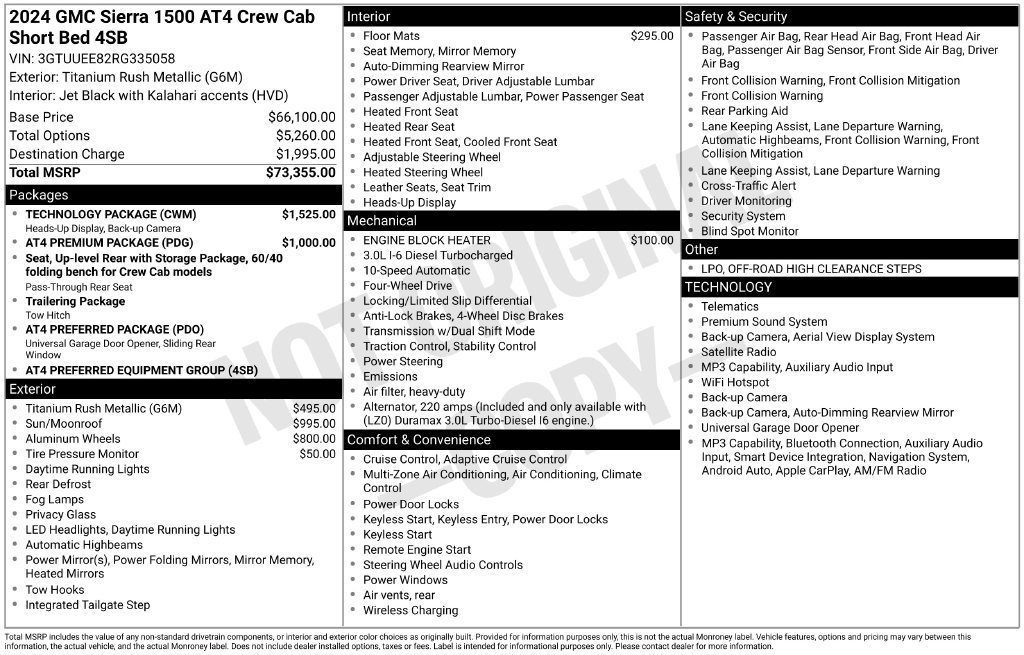 Used 2024 GMC Sierra 1500 AT4 w/ Technology Package AWD/4WD image 2