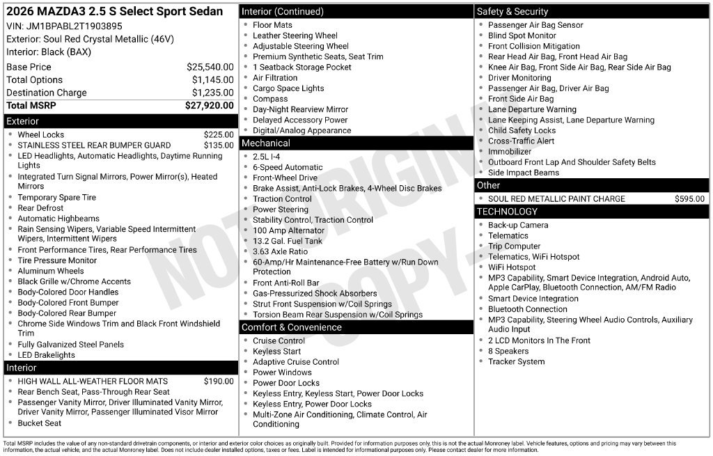 New 2026 MAZDA MAZDA3 s Sport FWD image 6