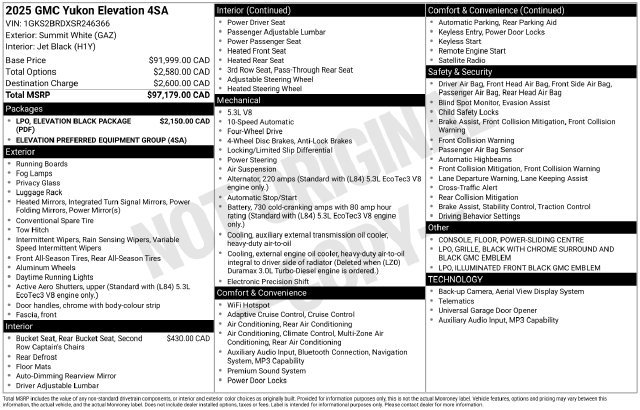 Used 2025 GMC Yukon Elevation w/ LPO, Elevation Black Package AWD/4WD image 20