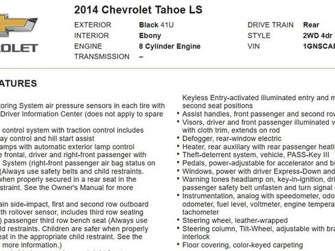 Used 2014 Chevrolet Tahoe LS w/ Texas Edition RWD image 16