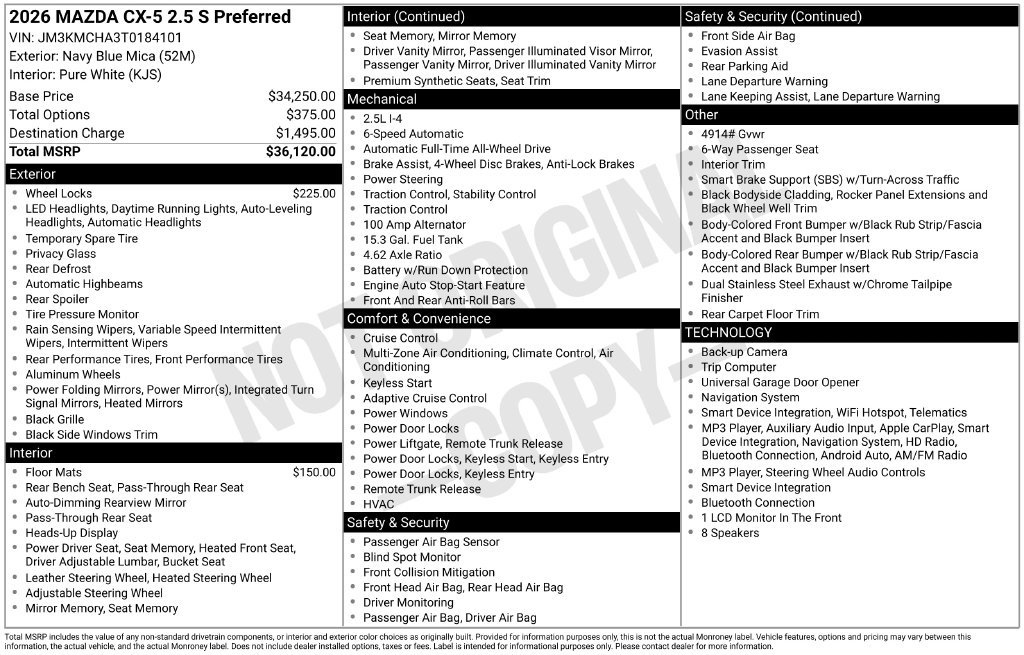 New 2026 MAZDA CX-5 Preferred AWD/4WD image 6