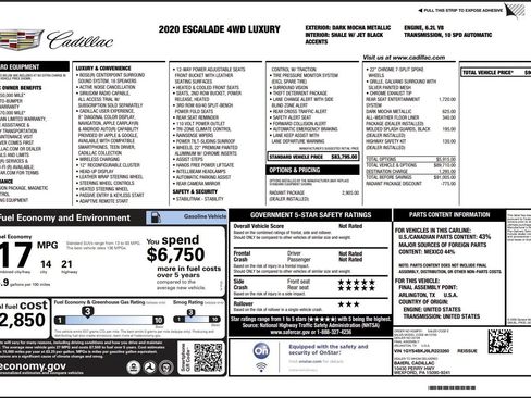 Used 2020 Cadillac Escalade Luxury w/ LPO, Radiant Package image 55