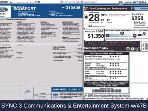 Used 2019 Ford EcoSport SE w/ SE Convenience Package image 5