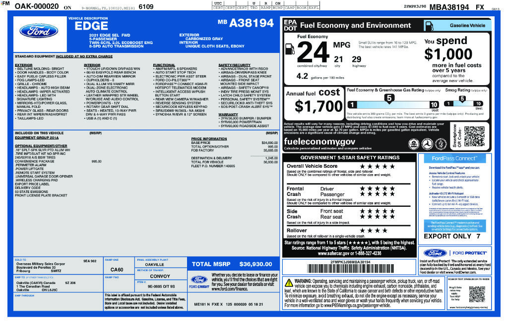 Used 2021 Ford Edge SEL w/ Convenience Package FWD image 6