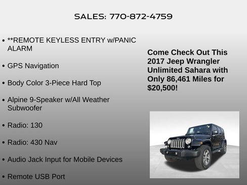 Used 2017 Jeep Wrangler Unlimited Sahara w/ Connectivity Group image 15