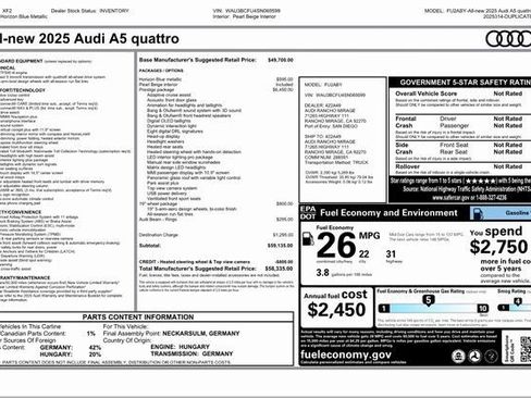 New 2025 Audi A5 2.0T Prestige image 31