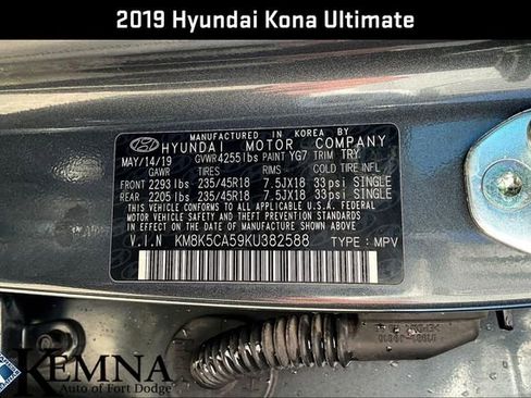 Used 2019 Hyundai Kona Ultimate image 19