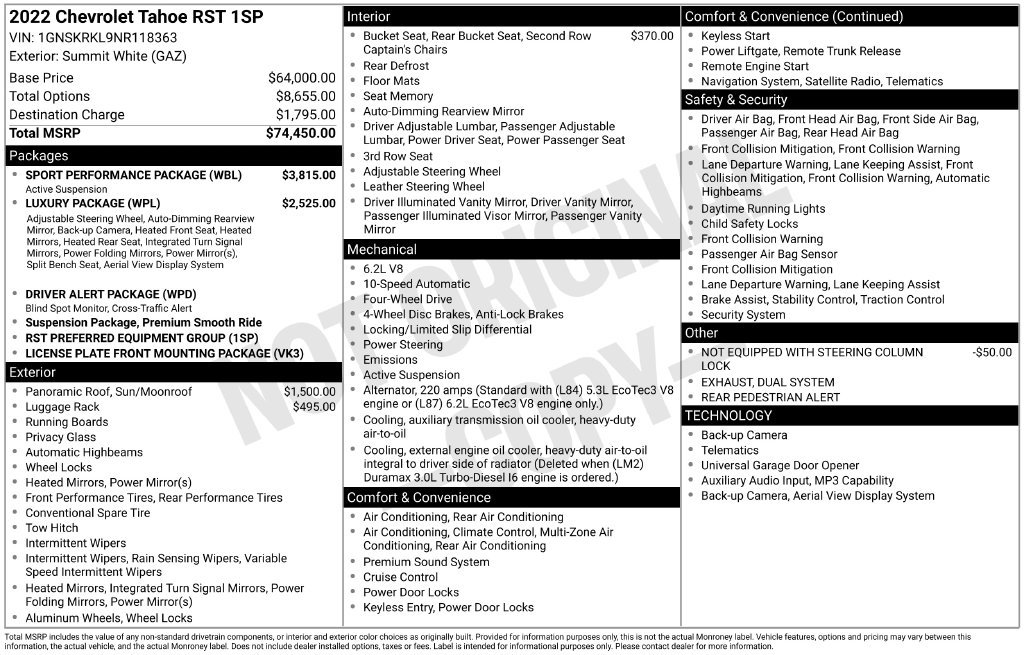 Certified 2022 Chevrolet Tahoe RST w/ Sport Performance Package AWD/4WD image 29