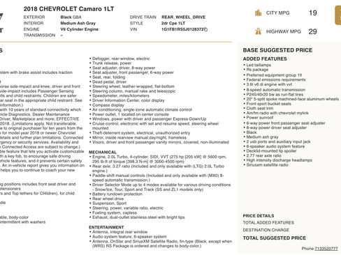 Used 2018 Chevrolet Camaro LT w/ RS Package image 3