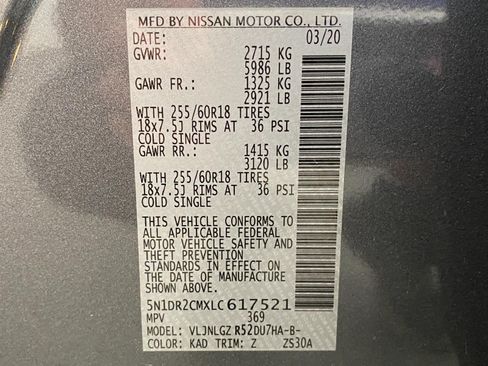 Certified 2020 Nissan Pathfinder SL AWD/4WD image 37