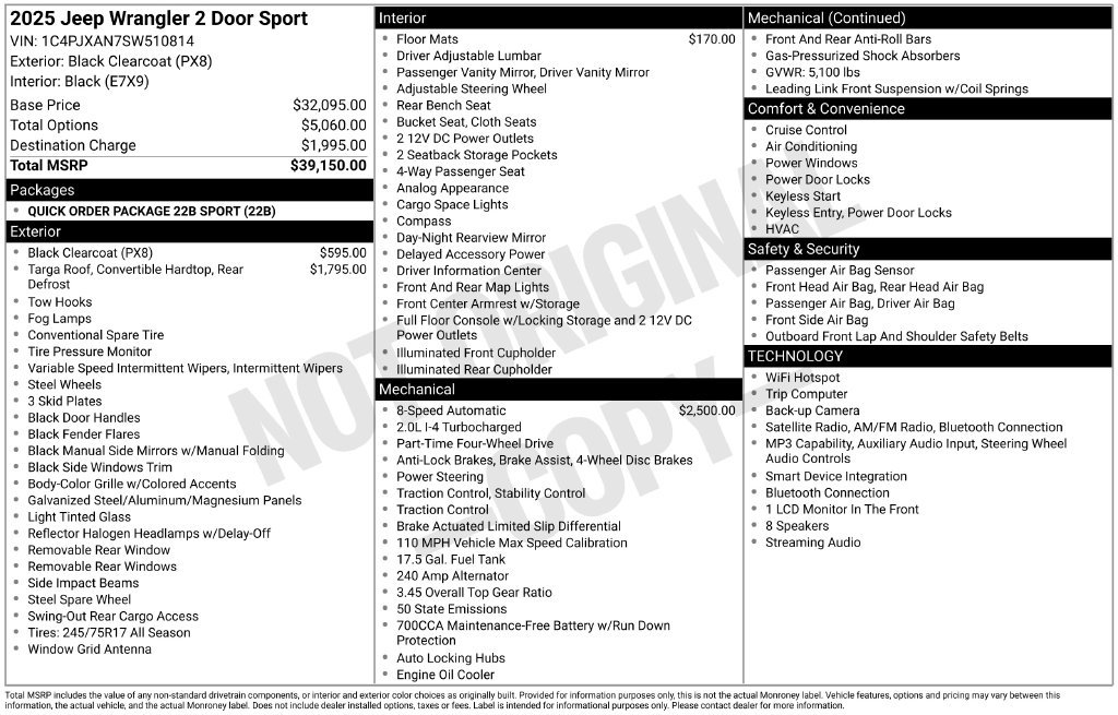 Used 2025 Jeep Wrangler Sport AWD/4WD image 8
