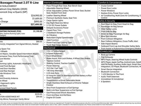 Used 2018 Volkswagen Passat 2.0T R-Line w/ R-Line Lighting Package FWD image 3
