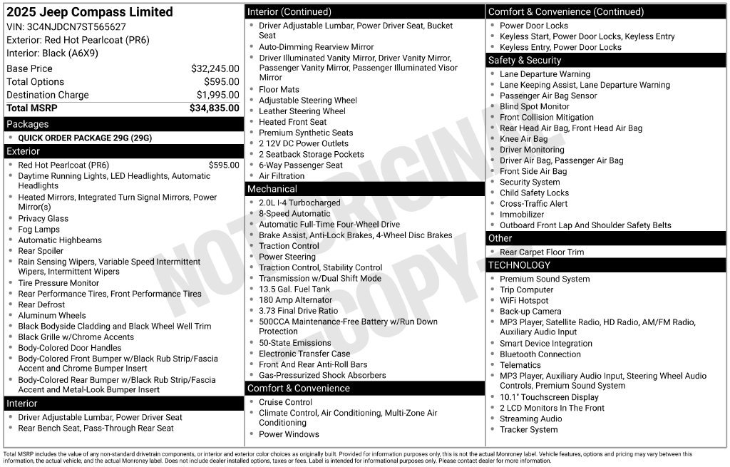Certified 2025 Jeep Compass Limited AWD/4WD image 37