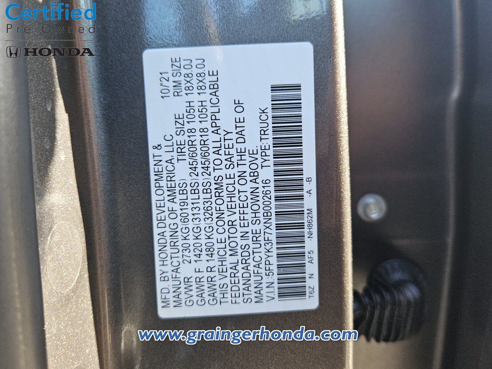 Certified 2022 Honda Ridgeline RTL-E image 14