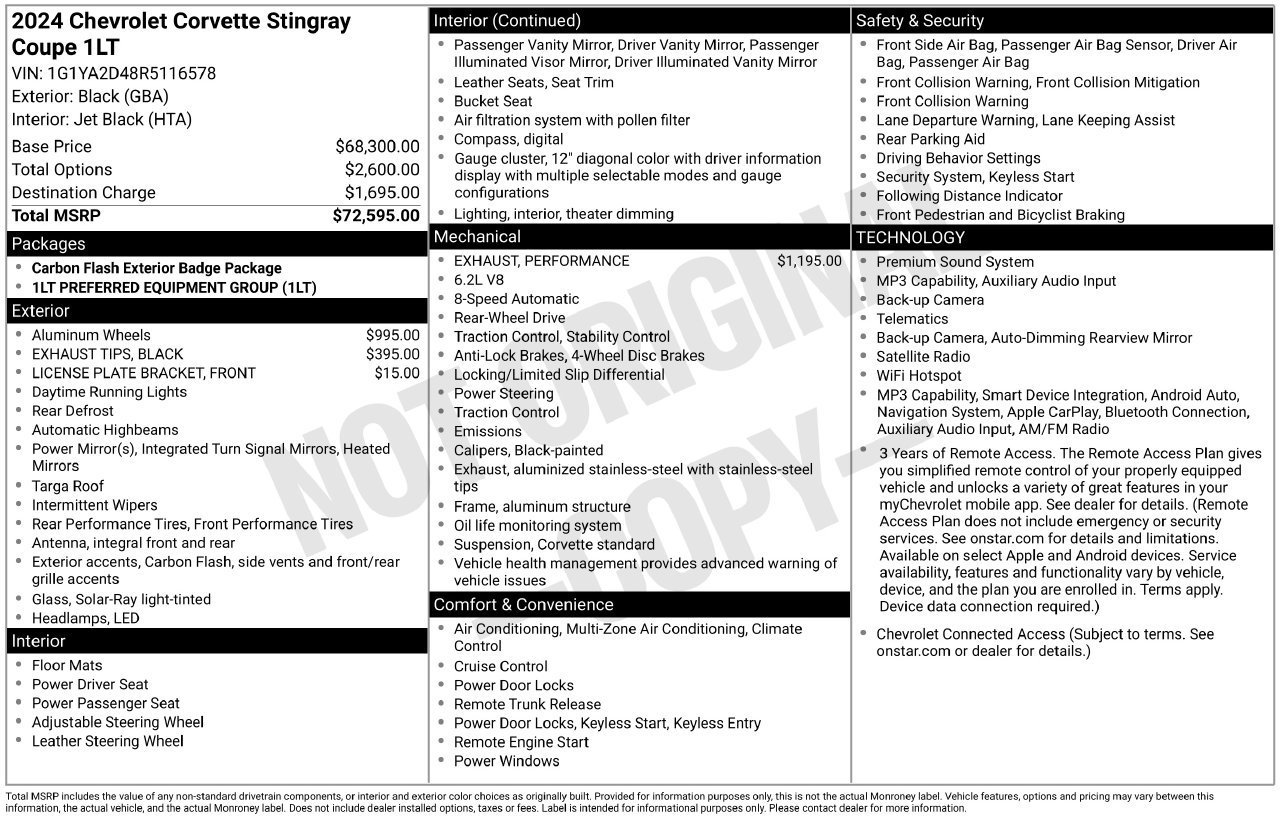 Used 2024 Chevrolet Corvette Stingray Coupe w/ 1LT RWD image 27