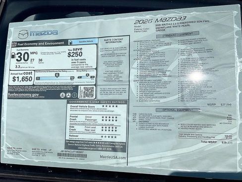 New 2026 MAZDA MAZDA3 2.5 S Sedan w/ Preferred Pkg image 14