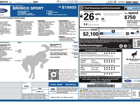 Used 2024 Ford Bronco Sport Big Bend w/ Convenience Package AWD/4WD image 3