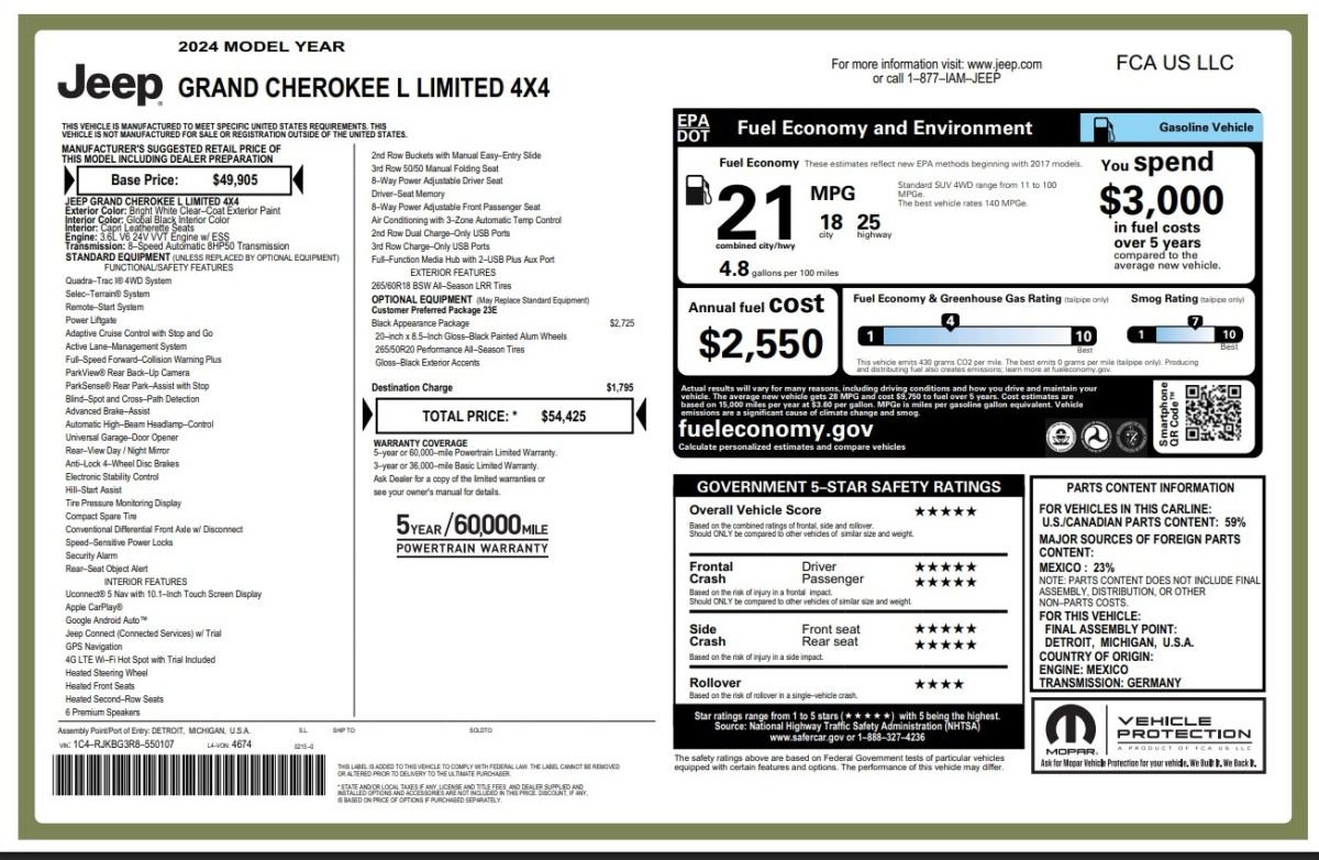 Used 2024 Jeep Grand Cherokee L Limited w/ Black Appearance Package AWD/4WD image 15