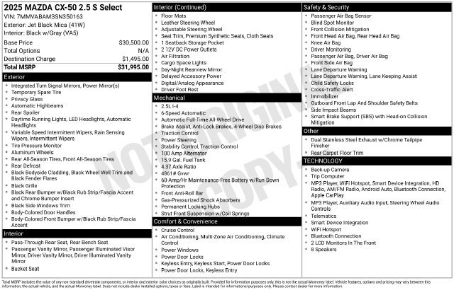 Certified 2025 MAZDA CX-50 AWD 2.5 S w/ Select Package image 34