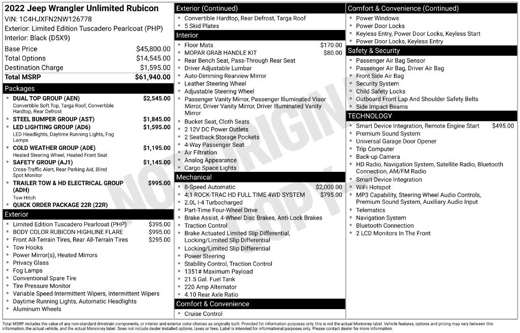 Certified 2022 Jeep Wrangler Unlimited Rubicon w/ Dual Top Group AWD/4WD image 7