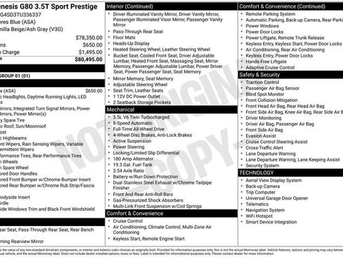 New 2026 Genesis G80 3.5T Sport Prestige AWD/4WD image 2