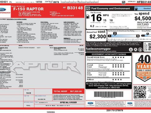 Used 2017 Ford F150 Raptor w/ Equipment Group 802A Luxury AWD/4WD image 2