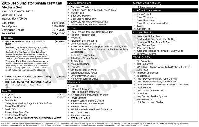 New 2026 Jeep Gladiator Sport AWD/4WD image 32