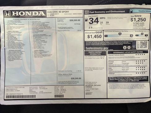 New 2026 Honda Civic Sport image 17