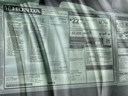 New 2026 Honda Odyssey Elite image 36