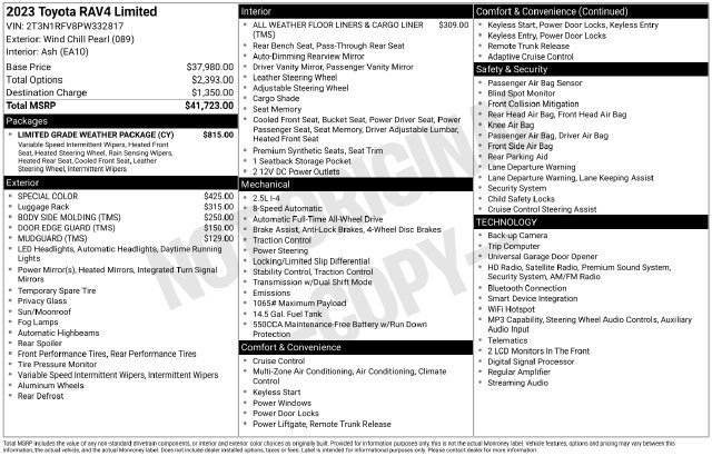 Certified 2023 Toyota RAV4 Limited w/ Limited Grade Weather Package AWD/4WD image 33