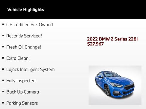 Used 2022 BMW 228i Gran Coupe w/ M Sport Package FWD image 2