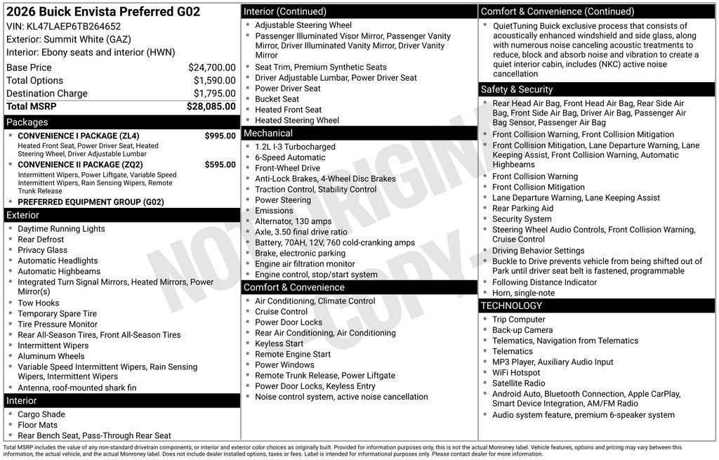 New 2026 Buick Envista Preferred w/ Convenience I Package FWD image 5